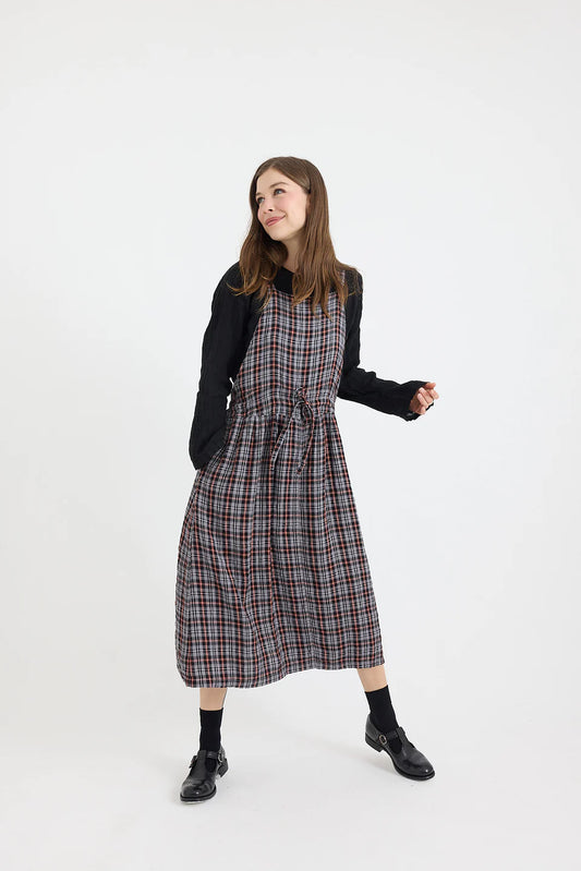 Metta Thea Apron Dress ~ Brushed Linen Check