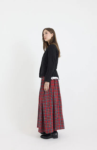 Metta Ulla Red Tartan Skirt ~ Brushed Cotton