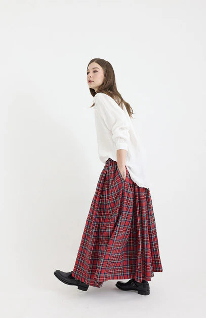 Metta Ulla Red Tartan Skirt ~ Brushed Cotton