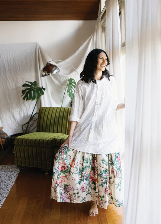 Metta ~ Ulla Skirt Bouquet Printed Cotton Poplin