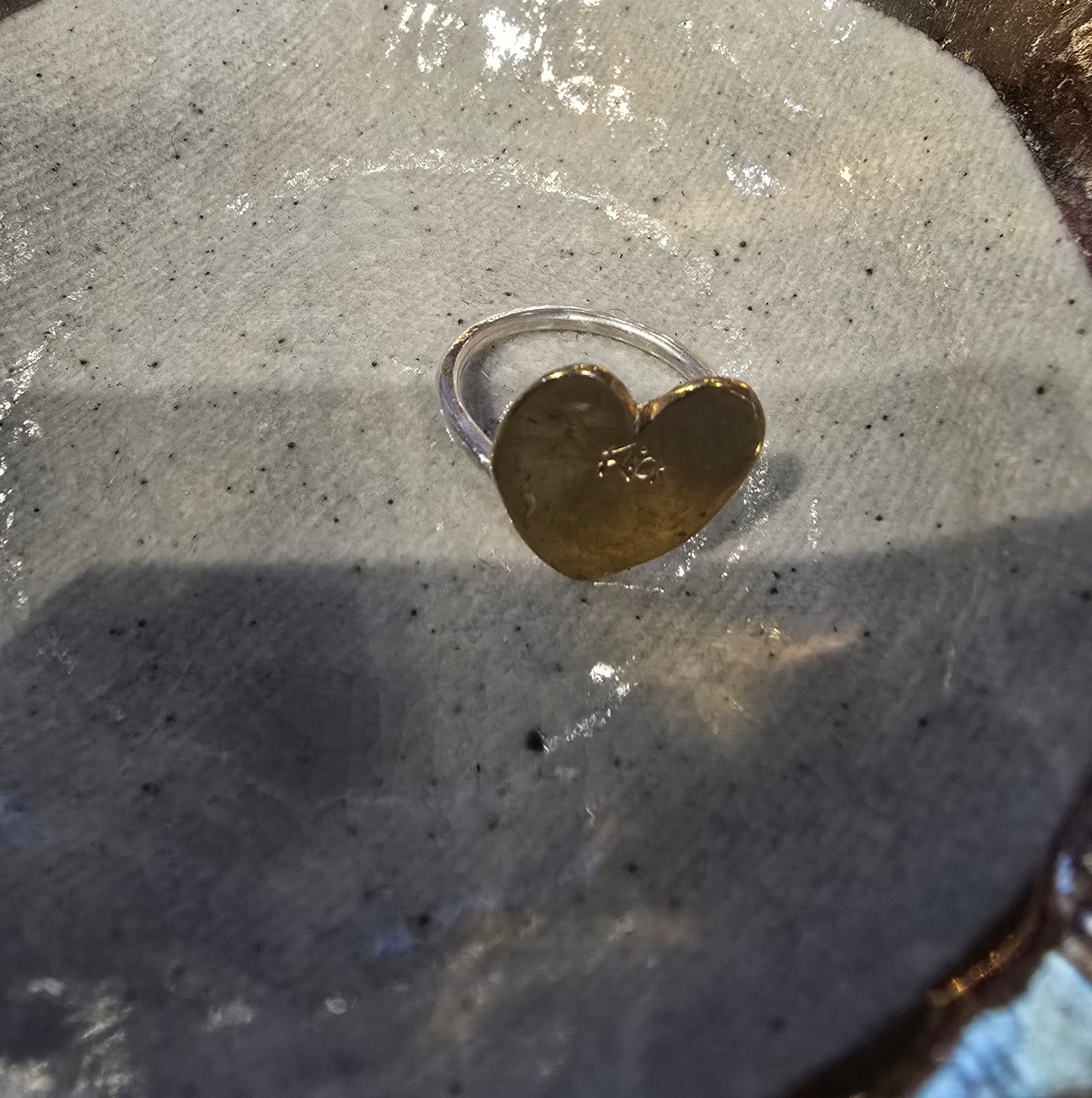 Flick Pope ~ Flick Heart Ring Silver or Brass and Silver