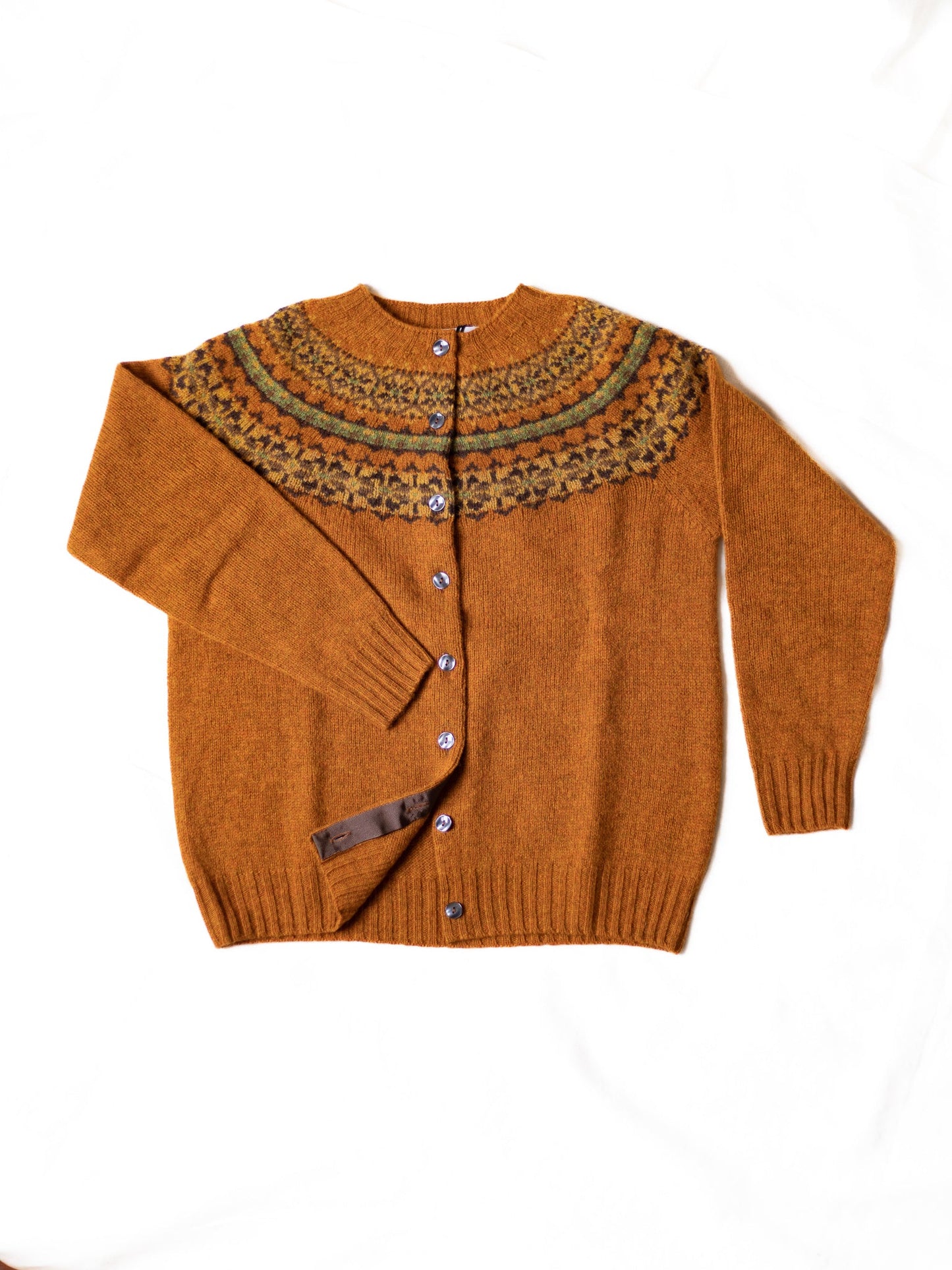 Supersoft Shetland Vintage Orange Fairisle Cardi