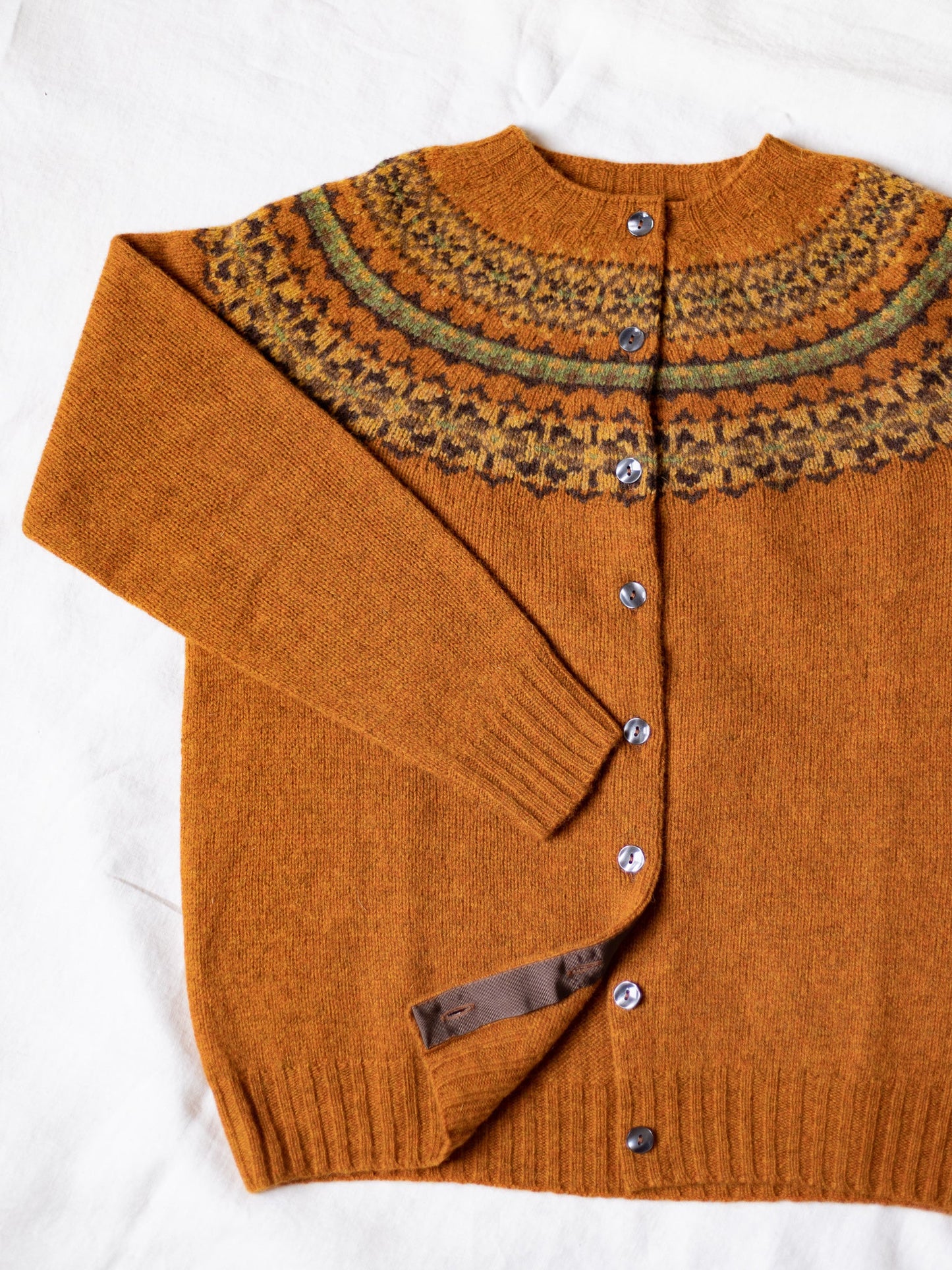 Supersoft Shetland Vintage Orange Fairisle Cardi