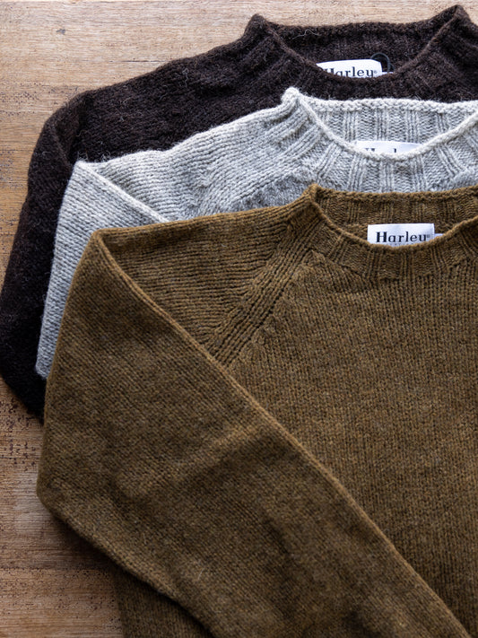Harley of Scotland ~ Mens Chunky British Wool Crew