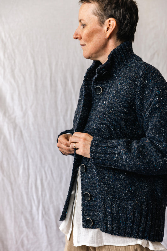 Fisherman Out of Ireland ~ Ladies Ribbed Neck Cardigan