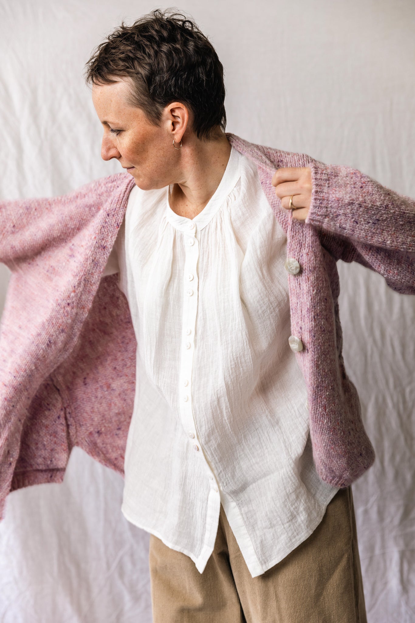Fisherman Donegal Slouchy V Neck Cardigan