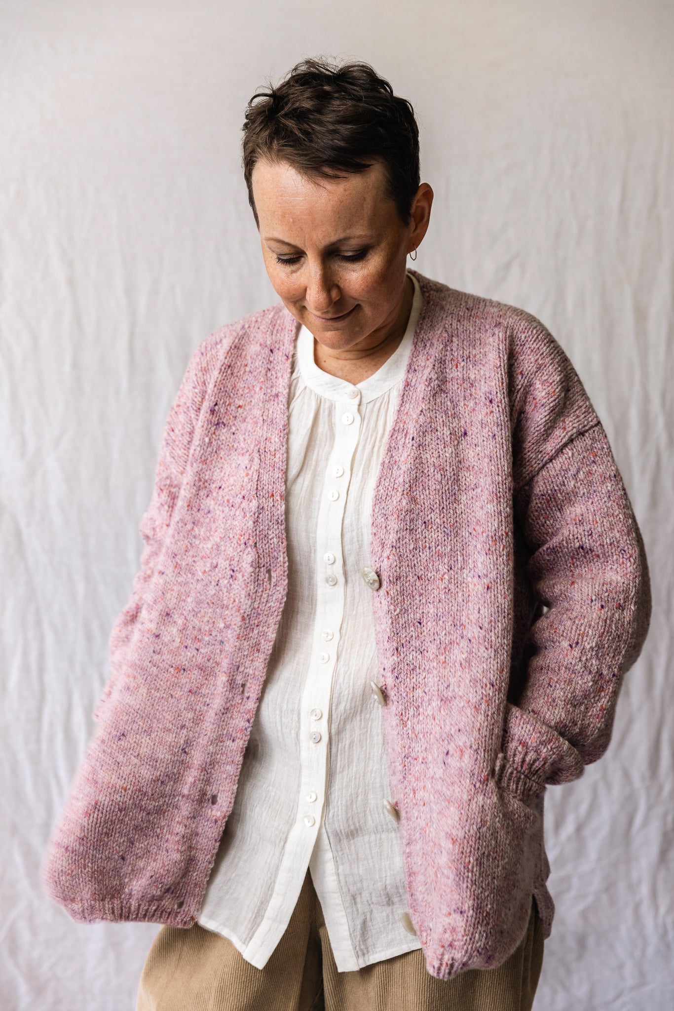 Fisherman Donegal Slouchy V Neck Cardigan