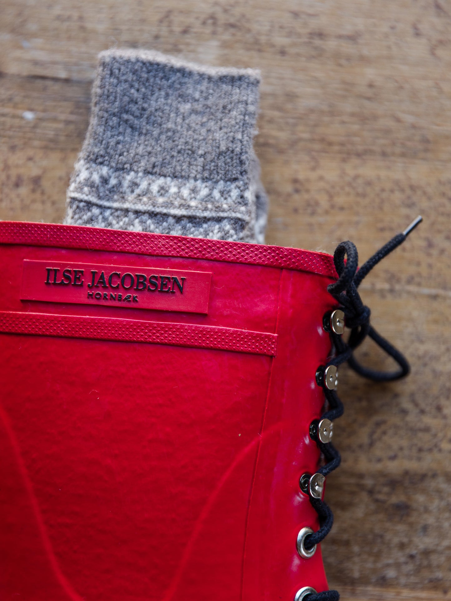 Ilse Jacobsen Mid Lace up Boot ~ Deep Red