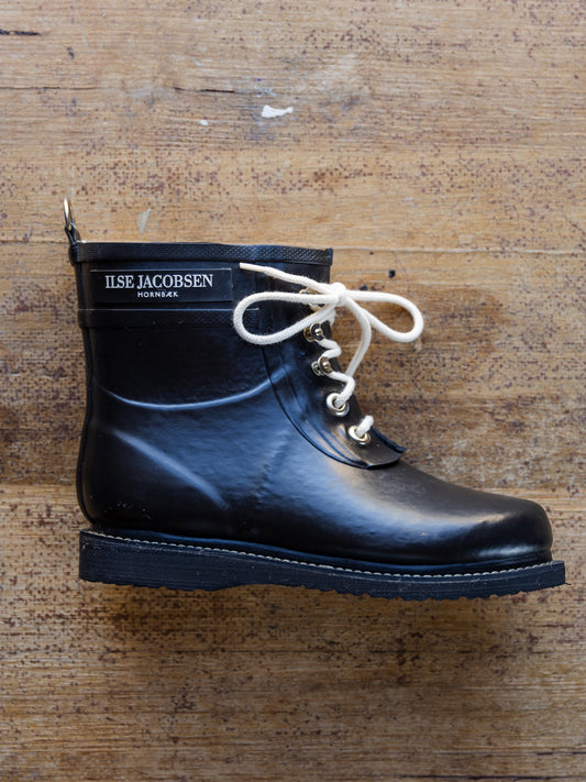 Ilse Jacobsen Rub 2 Short Lace up Rain Boots ~ Black