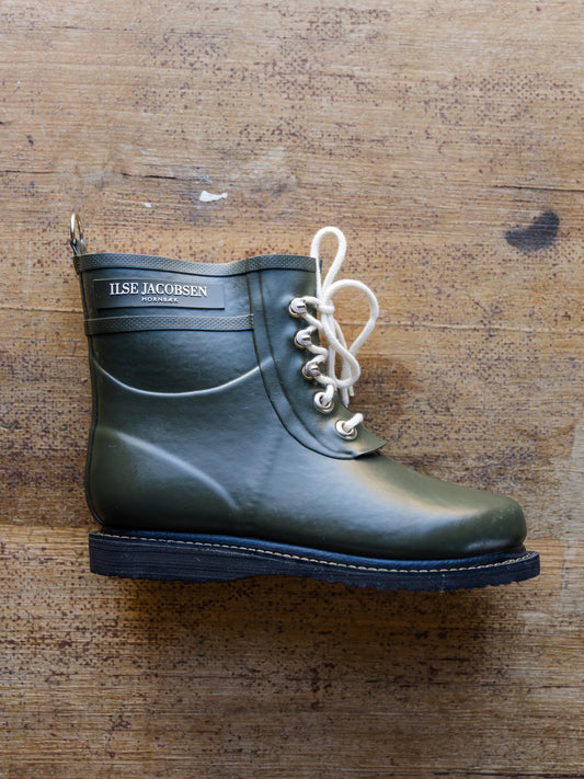 Ilse Jacobsen Rub 2 Short Lace up Rain Boot ~ Army