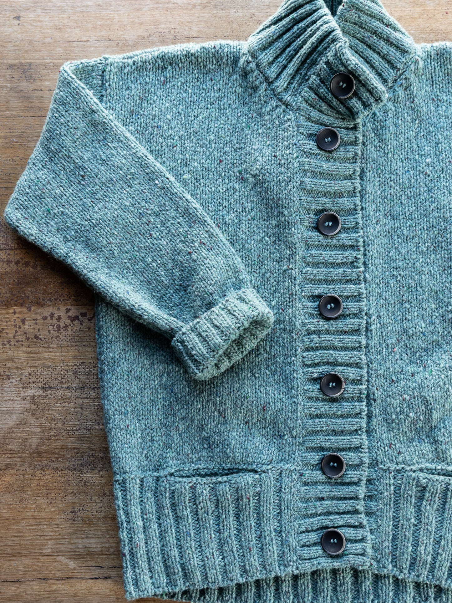 Fisherman Ladies Ribbed Neck Cardigan