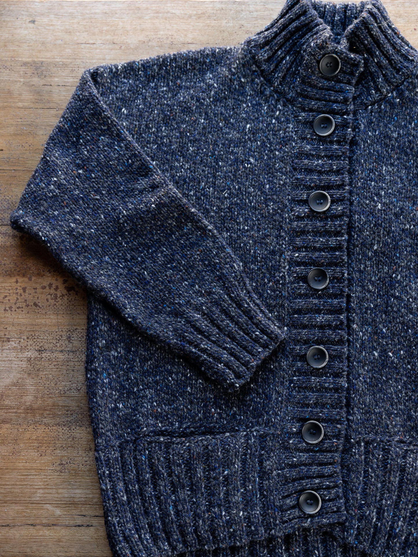 Fisherman Ladies Ribbed Neck Cardigan
