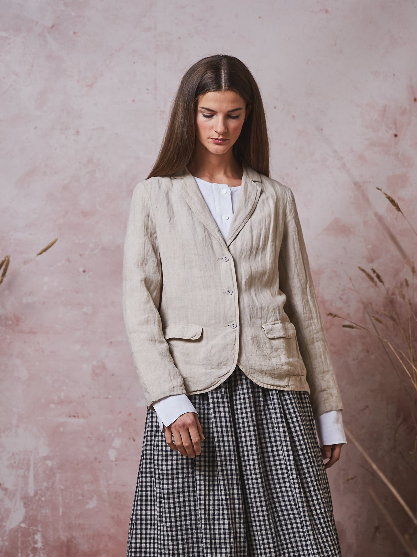 Manteau Noir Arlow Three Button Linen Jacket