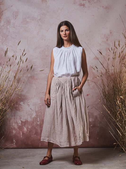 Manteau Noir Clementine Linen Pocket Skirt
