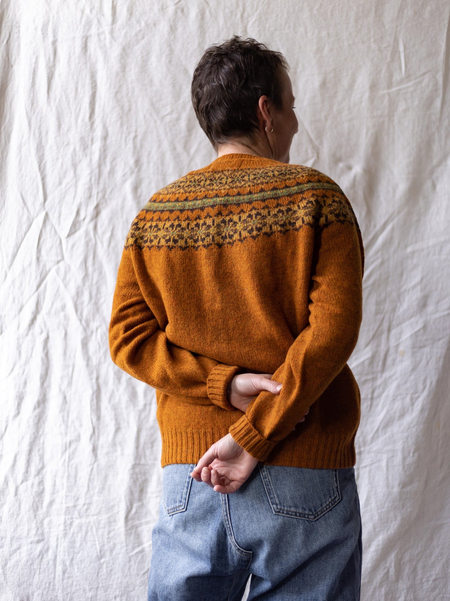 Supersoft Shetland Vintage Orange Fairisle Cardi