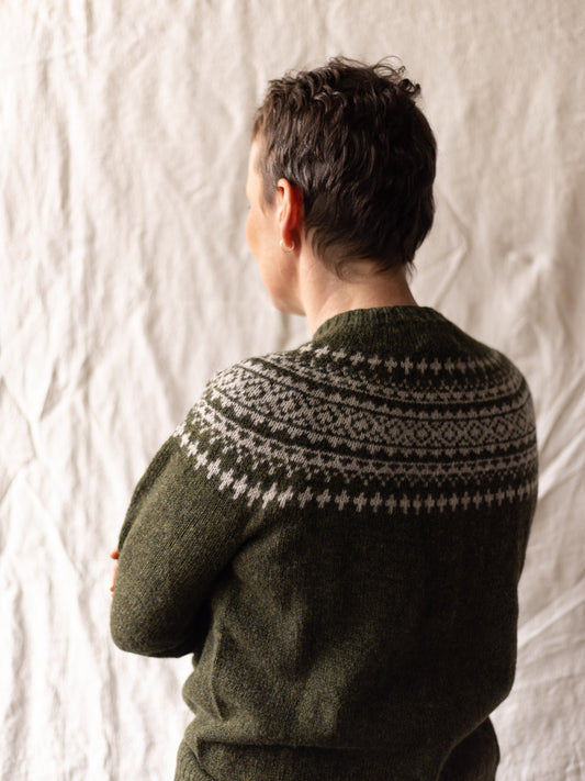 Harley of Scotland ~ Ladies Supersoft Shetland Two Tone Fairisle Cardi