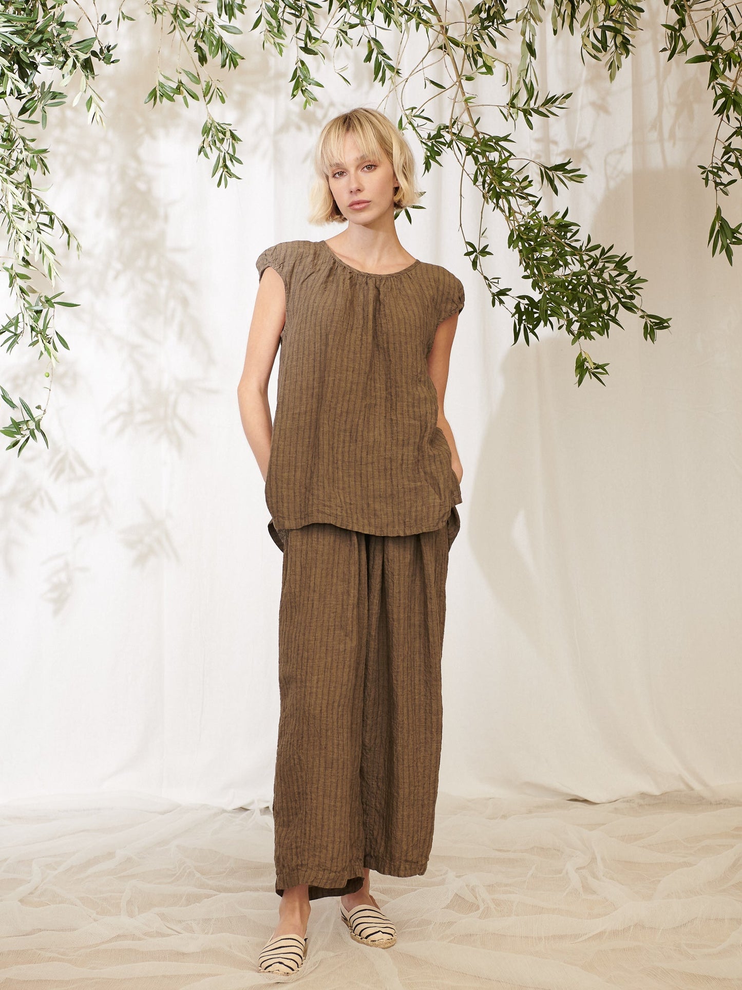 Manteau Noir ~ Trieste Ticking Stripe Linen Pants