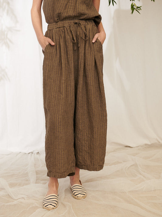 Manteau Noir ~ Trieste Ticking Stripe Linen Pants