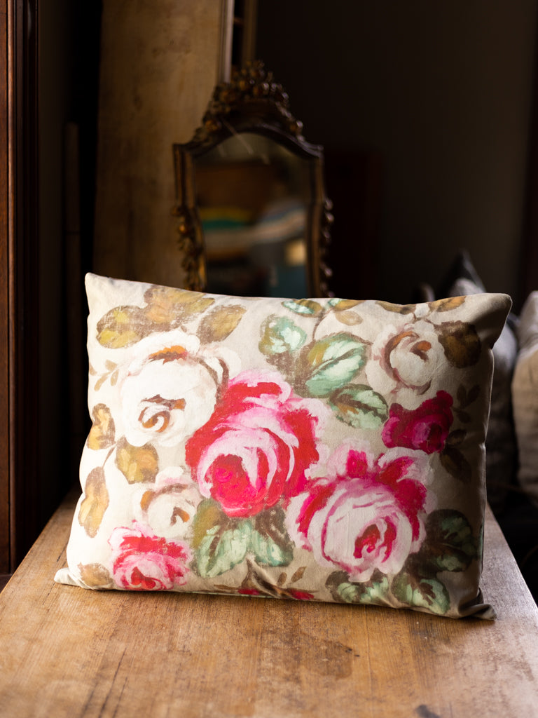 Printed Double Sided Velveteen Cushion ~ Rose Garden