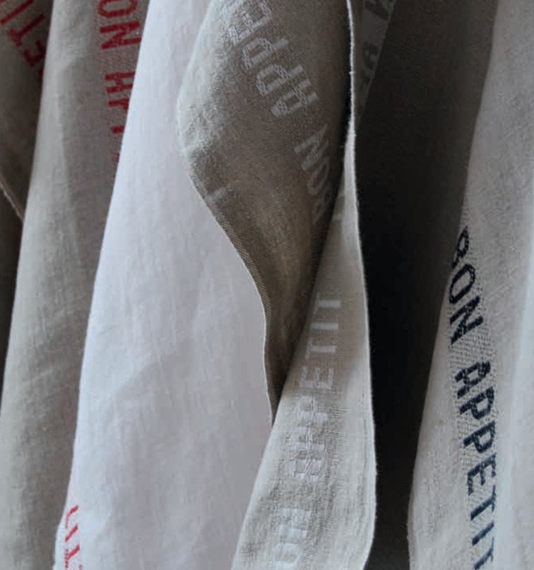 French "Bon Appetit" Linen Tea Towel