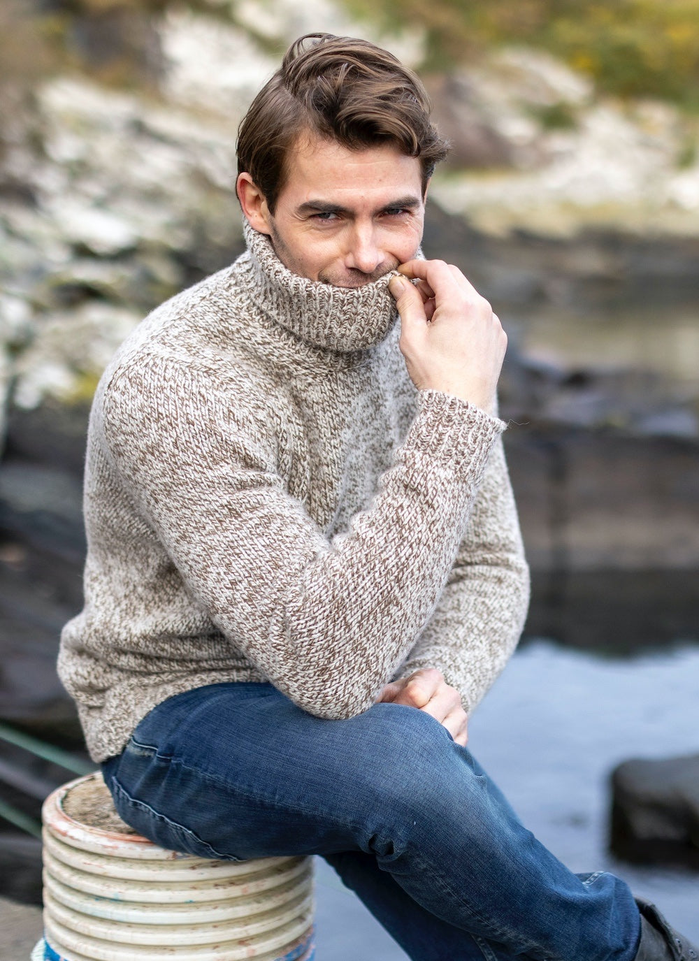 Fisherman out of Ireland ~ Mens Roll Neck Jumper