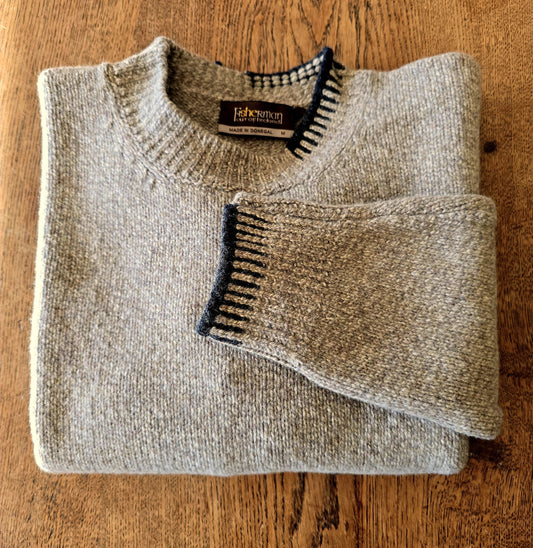 Fisherman Out of Ireland ~ Ladies Blanket Stitch Crew Jumper