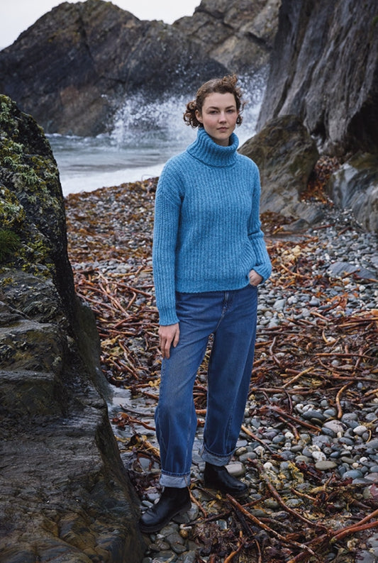 Fisherman Out of Ireland ~ Ladies Boxy Ribbed Polo Neck Sweater