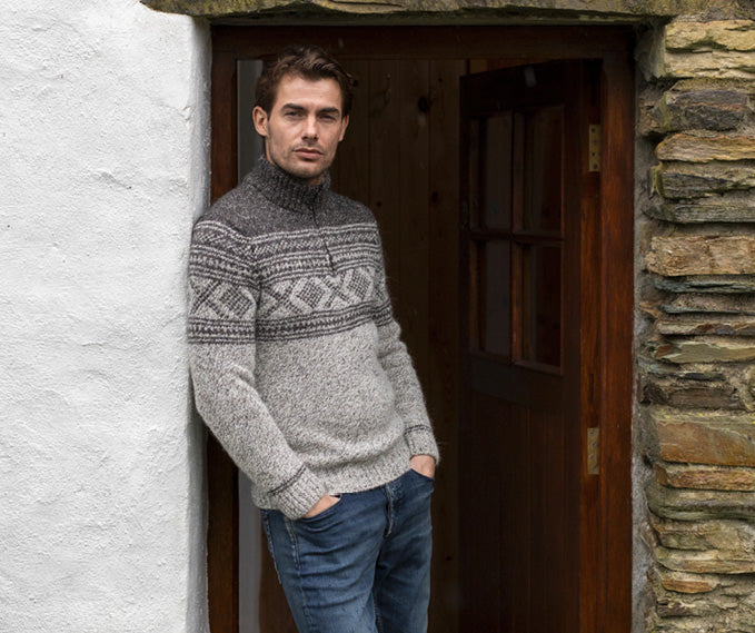 Fisherman Fairisle Zip Neck Sweater