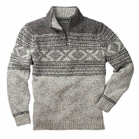 Fisherman Fairisle Zip Neck Sweater