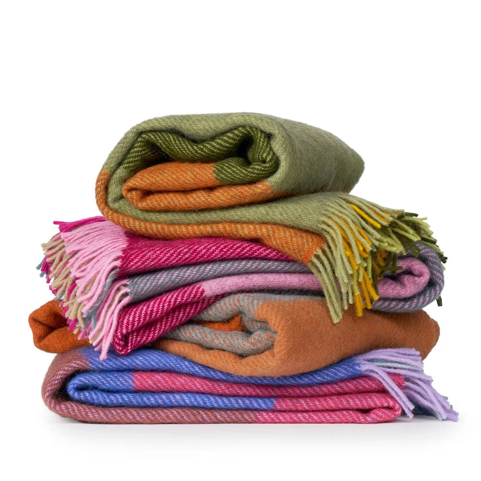 Klippan Gotland Checked Green woven Wool Blanket