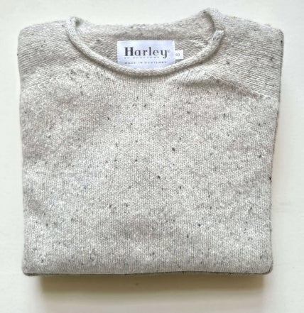 Harley of Scotland ~ Ladies Glenugie Nep Wool Crew with Rolled edges