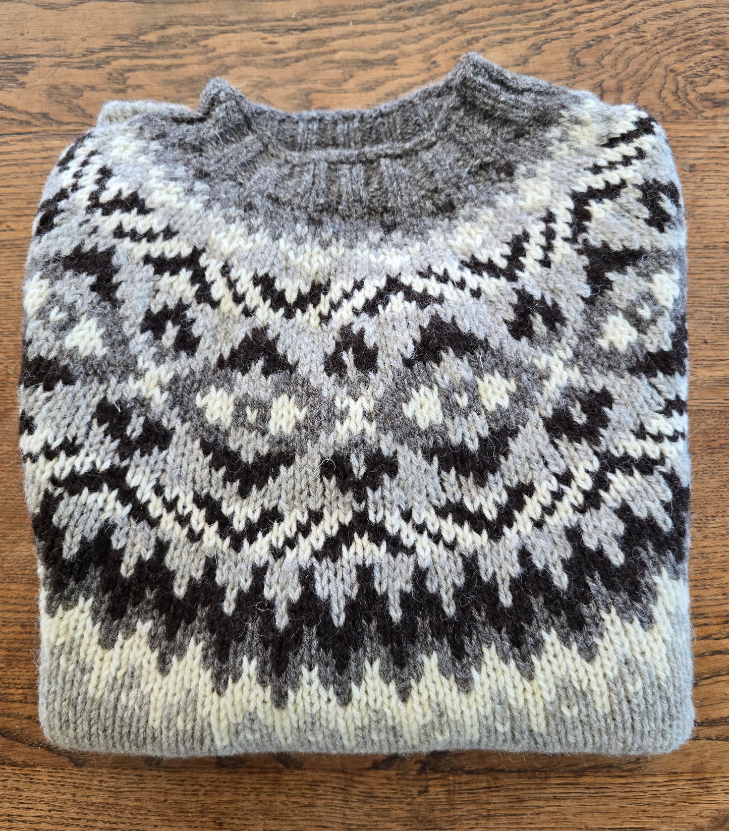 British Wool Fairisle Yoke Crew Neck Jumper  - Mens
