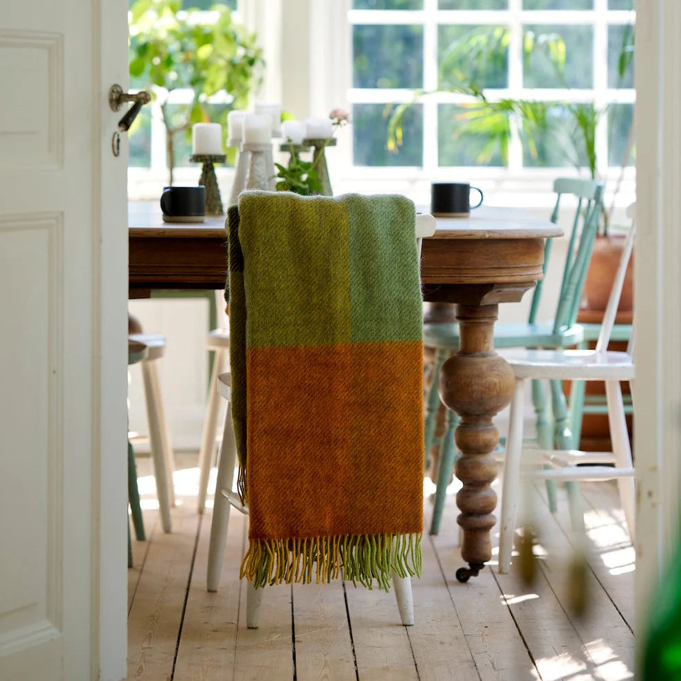 Klippan Gotland Checked Green woven Wool Blanket
