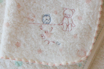 Japanese Cotton Pile ~ Bib and Washer - Bunny Flower