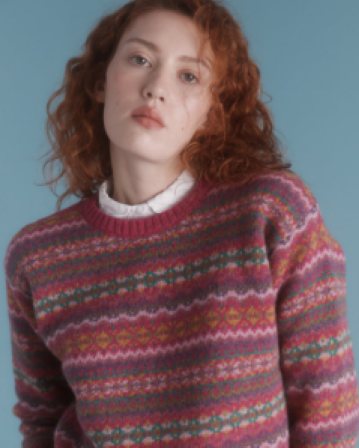 Harley of Scotland ~ Ladies Supersoft Allover Fairisle Crew