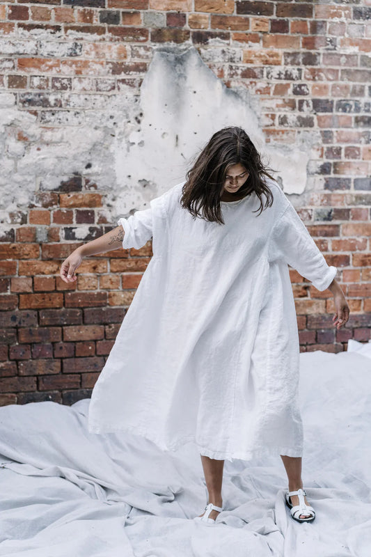 Metta Olive Dress ~ Light Linen