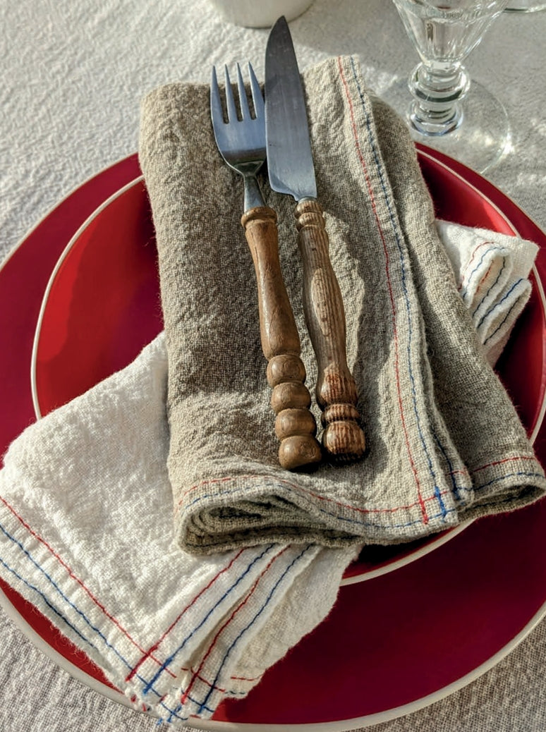 French Linen Napkins Blanc ~ Empreinte