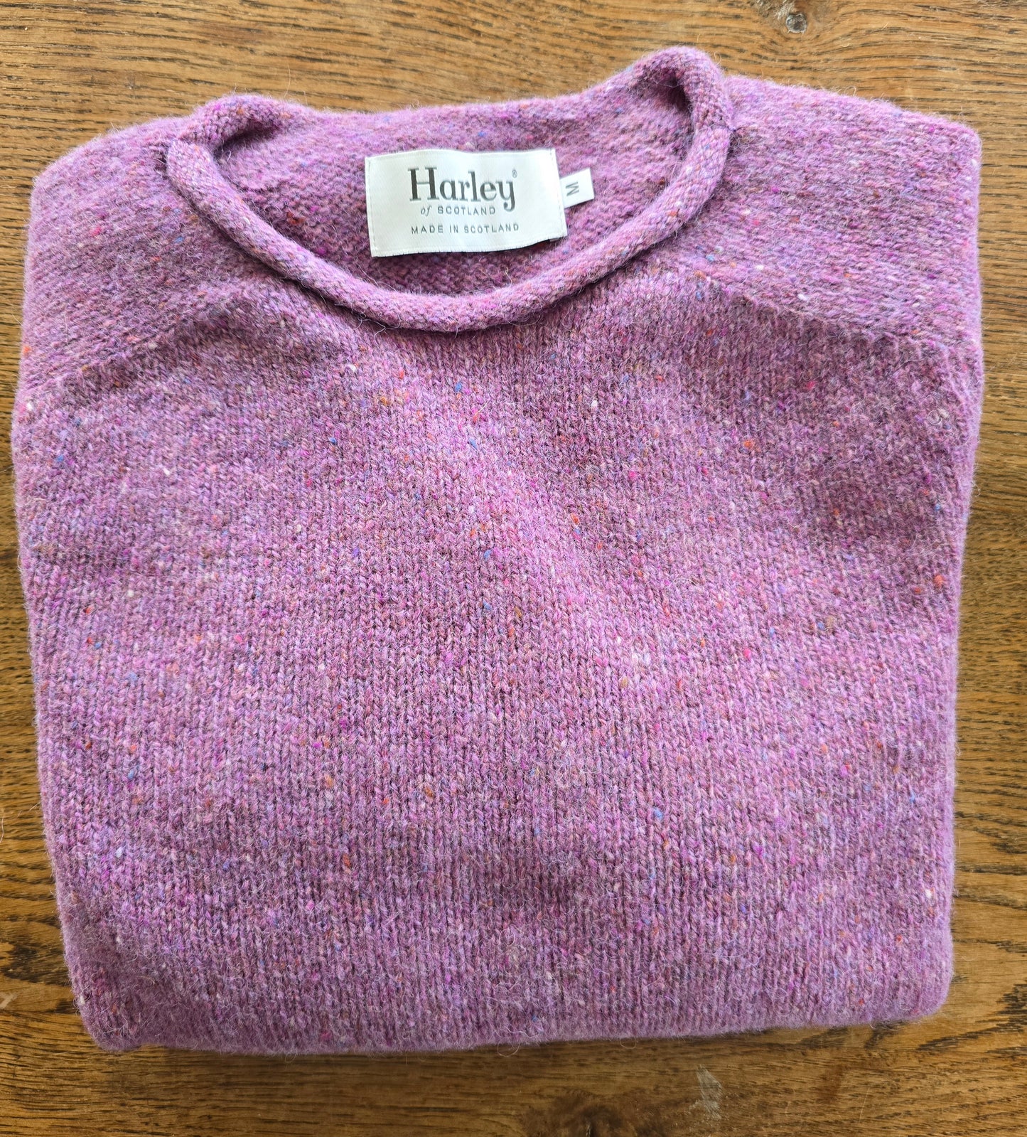 Harley of Scotland ~ Ladies Glenugie Nep Wool Crew with Rolled edges