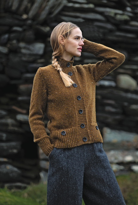 Fisherman out of Ireland ~ Boxy High Neck Cardigan with Buttoned Pocket