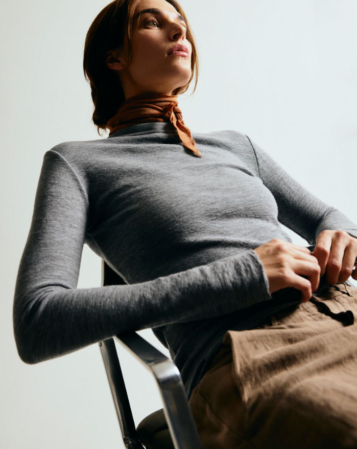 By Basics ~ Roll Neck Merino Jersey Knit Roll Neck