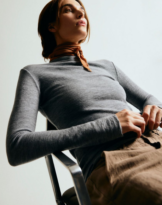 By Basics ~ Roll Neck Merino Jersey Knit Roll Neck