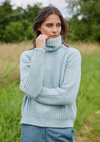 Fisherman Out of Ireland ~ Ladies Boxy Ribbed Polo Neck Sweater