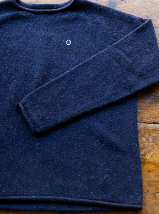 Harley of Scotland ~ Ladies Glenugie Nep Wool Crew with Rolled edges