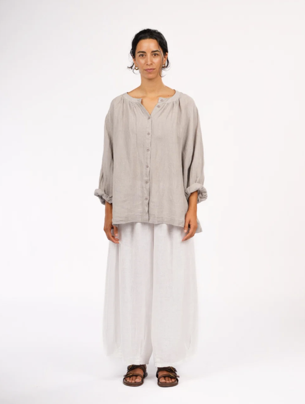 Montaigne ~ Carmen Patterned & Striped Linen Top