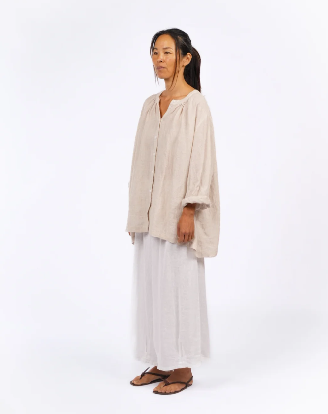 Montaigne ~ Carmen Patterned & Striped Linen Top