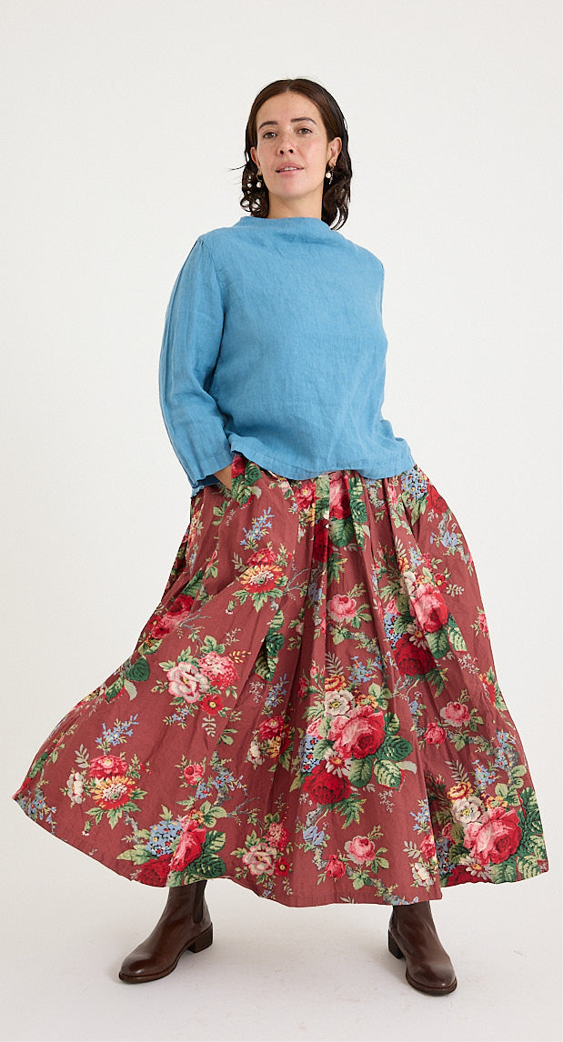 Metta ~ Ulla Skirt Bouquet Printed Cotton Poplin