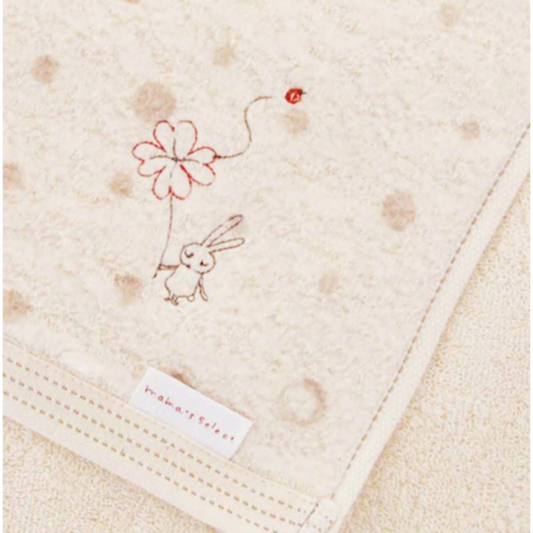 Japanese Cotton Pile ~ Bib and Washer - Bunny Flower
