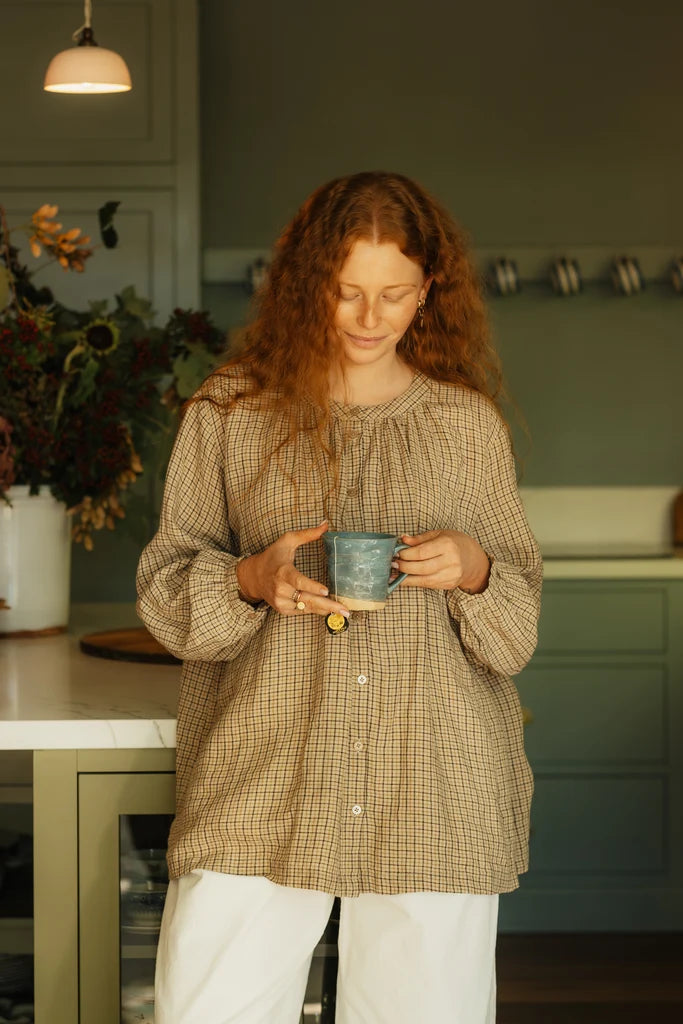 Montaigne ~ Carmen Patterned & Striped Linen Top