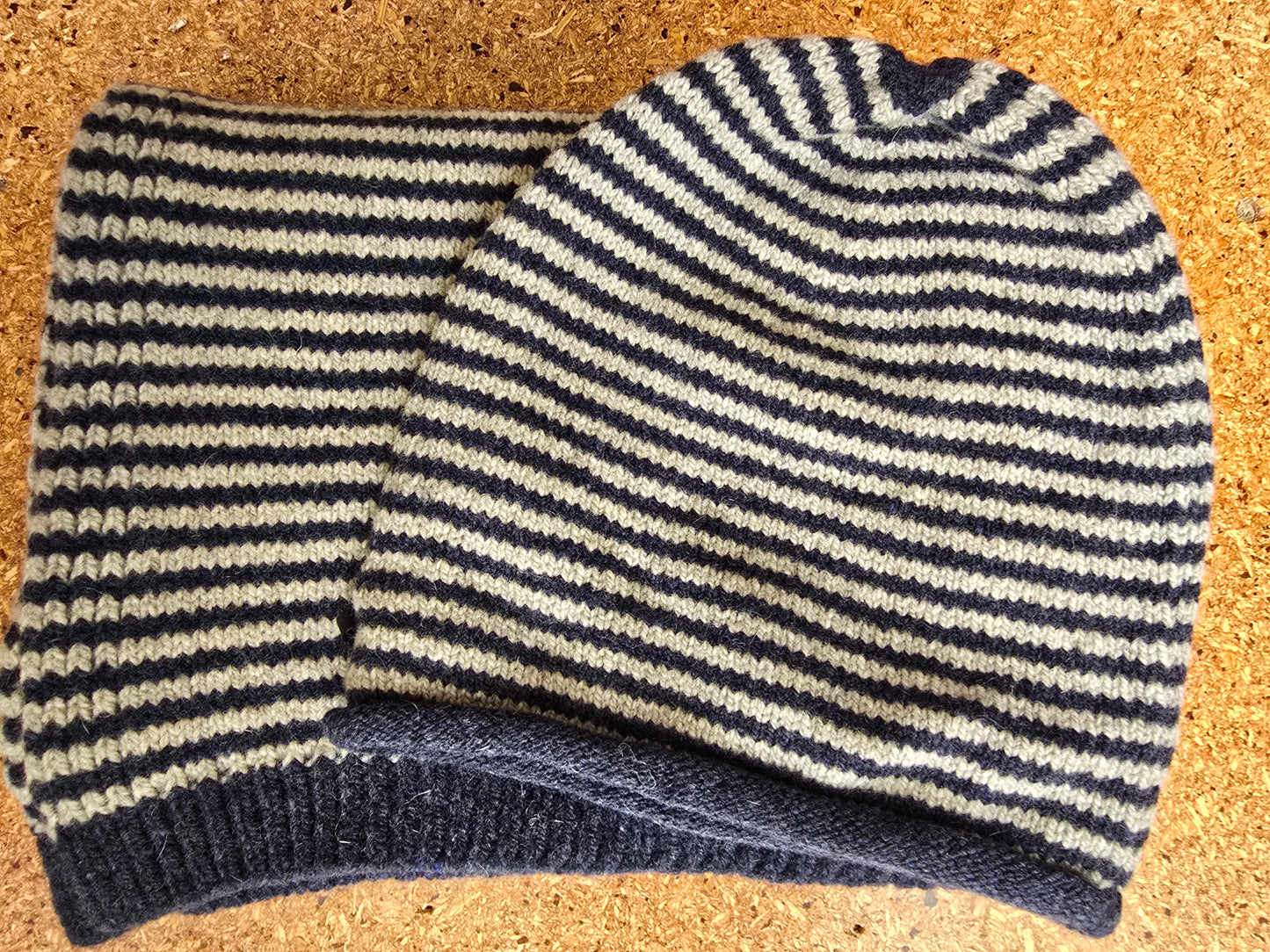 Fisherman out of Ireland ~ Merino Cashmere Striped Beanie and Scarf