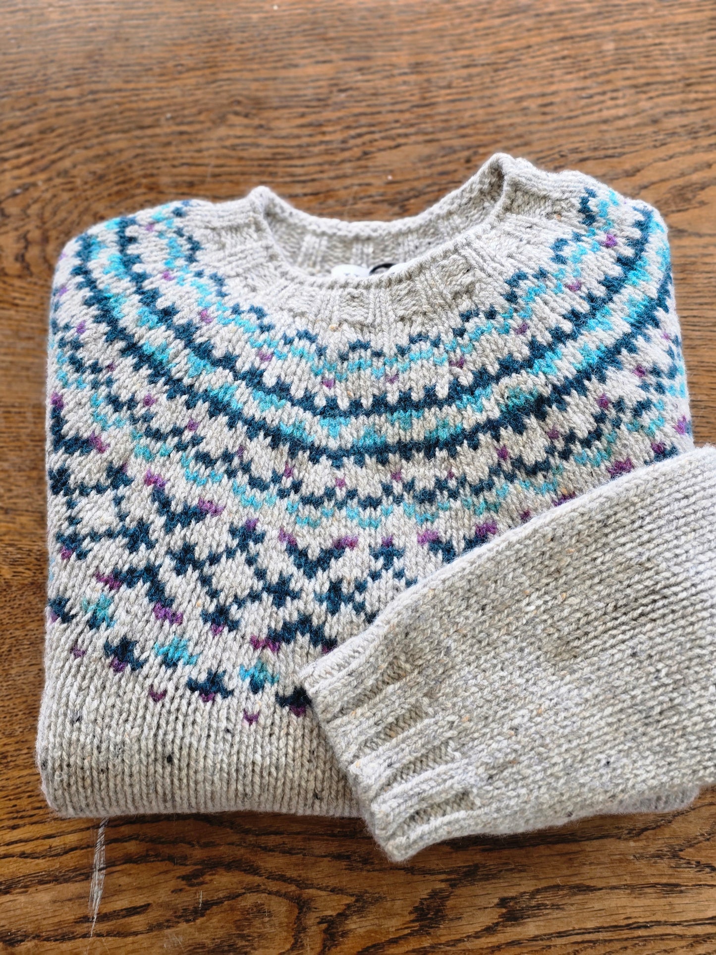 Harley of Scotland ~ Ladies Glenugie Nep  Fairisle Chunky Crew